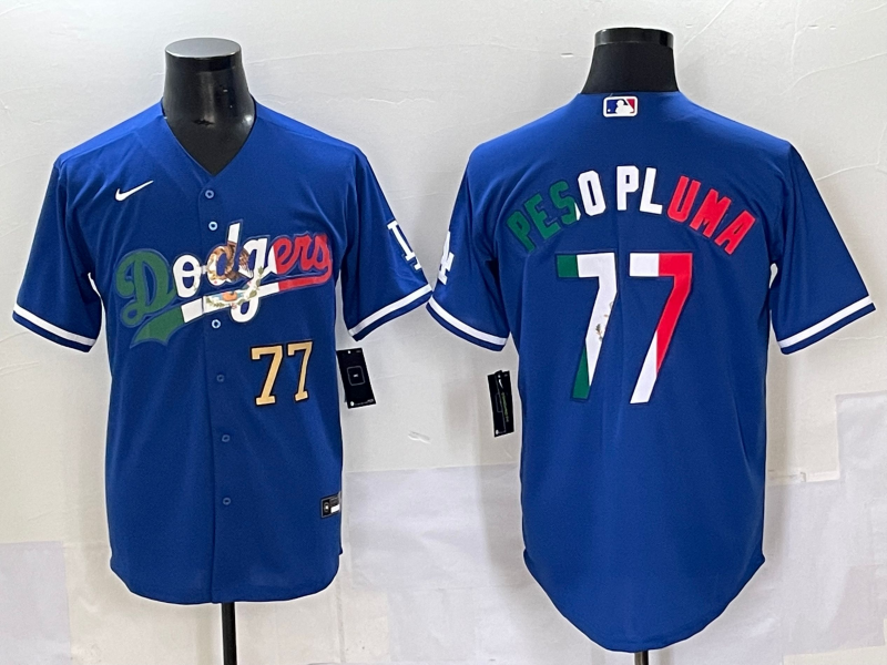 Men 2025 Los Angeles Dodgers #77 Pesopluma  Blue Nike MLB Jersey style 005